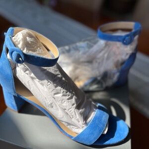 Ann Taylor - Nicole Blue Suede Block Heel Sandal 8.5